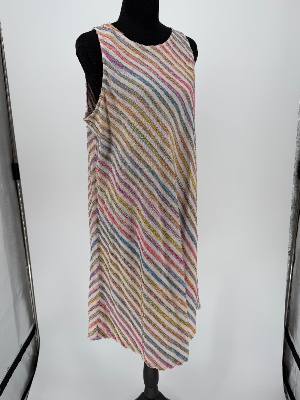 Lou & Grey Textured Multi-Color Slub Stripe Shift Dress L